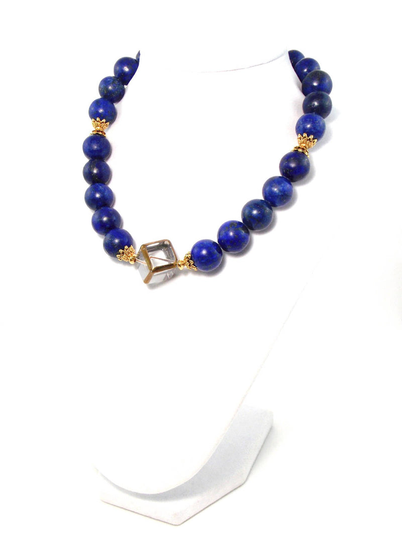 Cobalt Blue Lapis Lazuli Gold Plated Necklace - KMagnifiqueDesigns