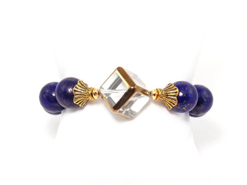 Lapis Lazuli Glass Cube Statement Bracelet - KMagnifiqueDesigns